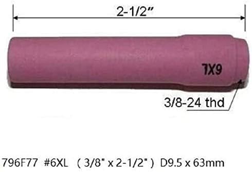 RIVERWELD TIG – Boquillas de alúmina de cerámica, vasos de cerámica, kit largo de varios tamaños 796F74 (#3XL 316″) 796F75 (#4XL 14″) 796F76 (#5XL