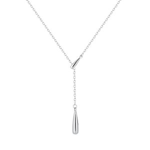 Teardrop Pendant Lariat Y Necklace, Dainty Long Necklaces 14k Gold Plated Sterling Silver Long Chain Necklace for Women Girls (Gold) Teardrop Pendant Lariat Y Necklace, Dainty Long Necklaces 14k Gold Plated Sterling Silver Long Chain Necklace for Women Girls (Gold)