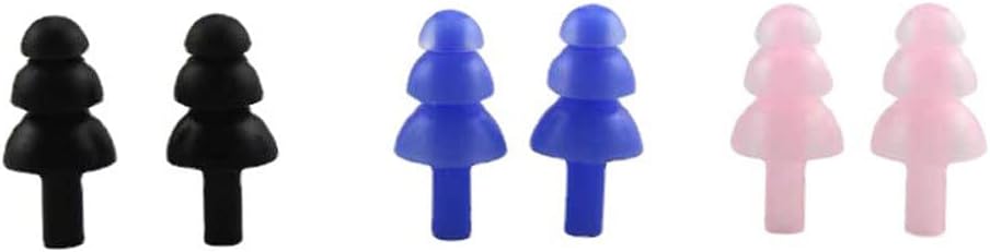 3 pares de tapones de silicona para los oídos, para árbol de Navidad, de triple capa, suaves y reutilizables, para cancelación de ruido, dormir,