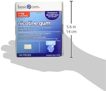 Tienda Basic Care – Goma de mascar con recubrimiento, de nicotina polacrilex (4 mg de nicotina), ayuda para dejar de fumar, 160 unidades, sabor