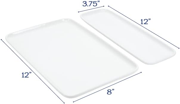 BIA Cordon Bleu Modulari – Juego de 2 platos rectangulares surtidos de porcelana, tamaño mediano (12 x 8 pulgadas), grande (12 x 3.75 pulgadas)