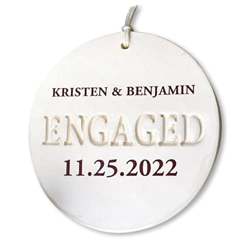 Engagement Ornament – Personalized With Names and Date – Engagement Gift or Christmas Gift, Custom Christmas Engaged Ornament
