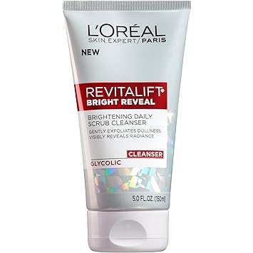 Skincare Revitalift Bright Reveal Limpiador facial con ácido glicólico, limpiador facial diario antienvejecimiento para exfoliar la opacidad e