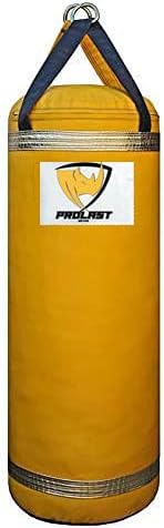 Bolsa pesada de lujo para puñetazos y patadas, ideal para boxeo, artes marciales mixtas y muay thai (130 libras, 4 pies, negroamarillo, relleno) por