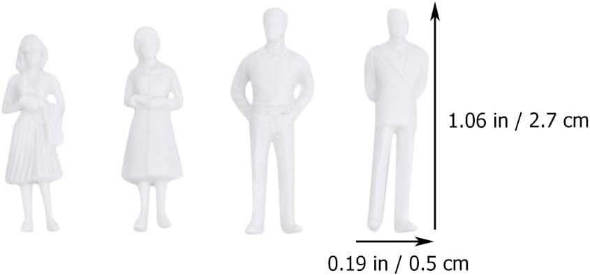 Figuras de personas pintadas Modelos realistas de plástico Figura miniatura blanca Modelos a escala de personas 50 piezas diferentes