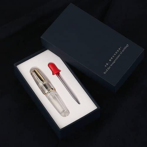 Majohn Q1 – Pluma estilográfica de punta fina, pequeño hombre gordo transparente, con relleno de cuentagotas de bolsillo, gran capacidad
