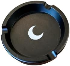 Brando Moon Cenicero de metal redondo pequeño negro – Lindo adorno para el hogar, oficina, decoración de interiores