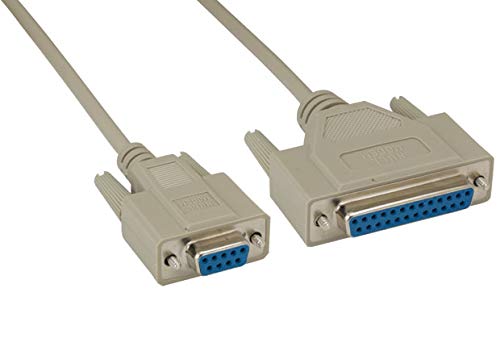 Cable de módem nulo DB9 hembra a DB25 de 10 pies