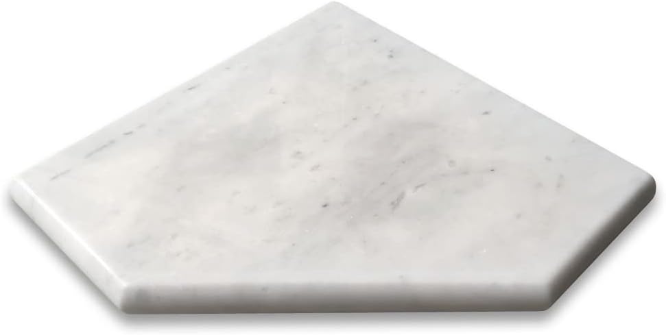 Carrara – Jabonera de mármol blanco de 8 x 8 pulgadas con diamante para ducha, diseño de bullnoz, acabado completo, pulido para cocina, baño, pared,