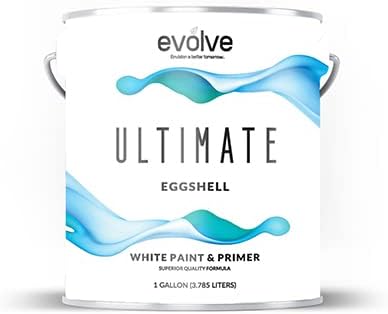 EVOLVE Pintura e imprimación de cobertura definitiva de una sola capa en blanco para pintura interior y exterior de casa, brillo de cáscara de