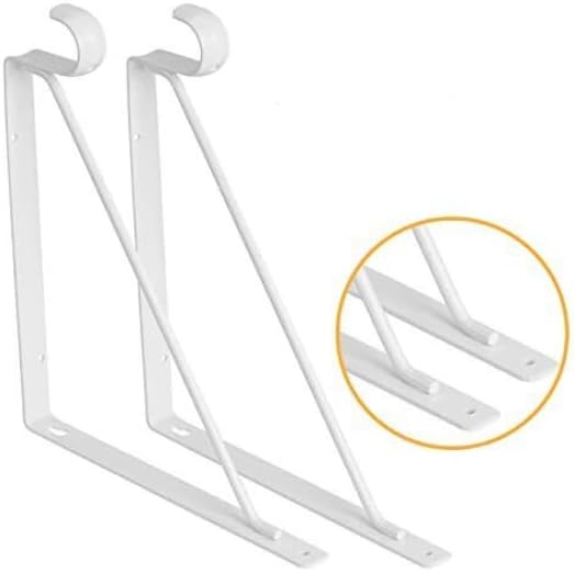 6 soportes de armario de barra y estante de 10 x 12 pulgadas, color blanco resistente, sin tornillos