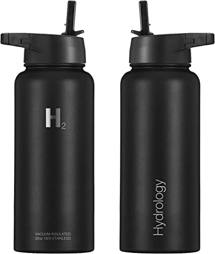Hydrology Adventure Edition – Botella para agua con 3 tapas, doble pared de acero inoxidable, aislamiento al vacío, boca ancha, termo caliente y