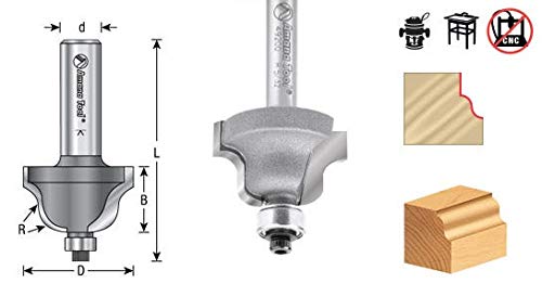 Amana Tool – 49202 Carburo con punta de carburo Roman Ogee 532 Radius x 1″ Dia x 58 x 12 Shank