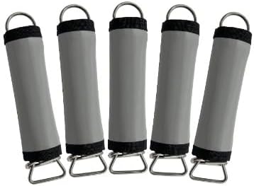 Poolzilla Paquete de 5 fundas de resorte para piscina, fundas de resorte grises con gancho y bucle para una fácil instalación, hechas de lona de PVC
