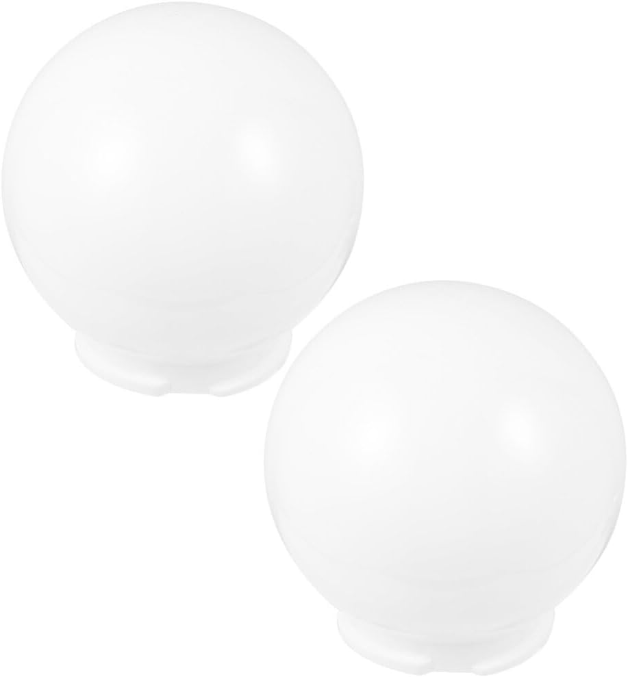 2 unids acrílico lámpara poste globo con cuello blanco lámpara sombra redonda de plástico globo de luz apertura cuello ventilador de techo cubiertas