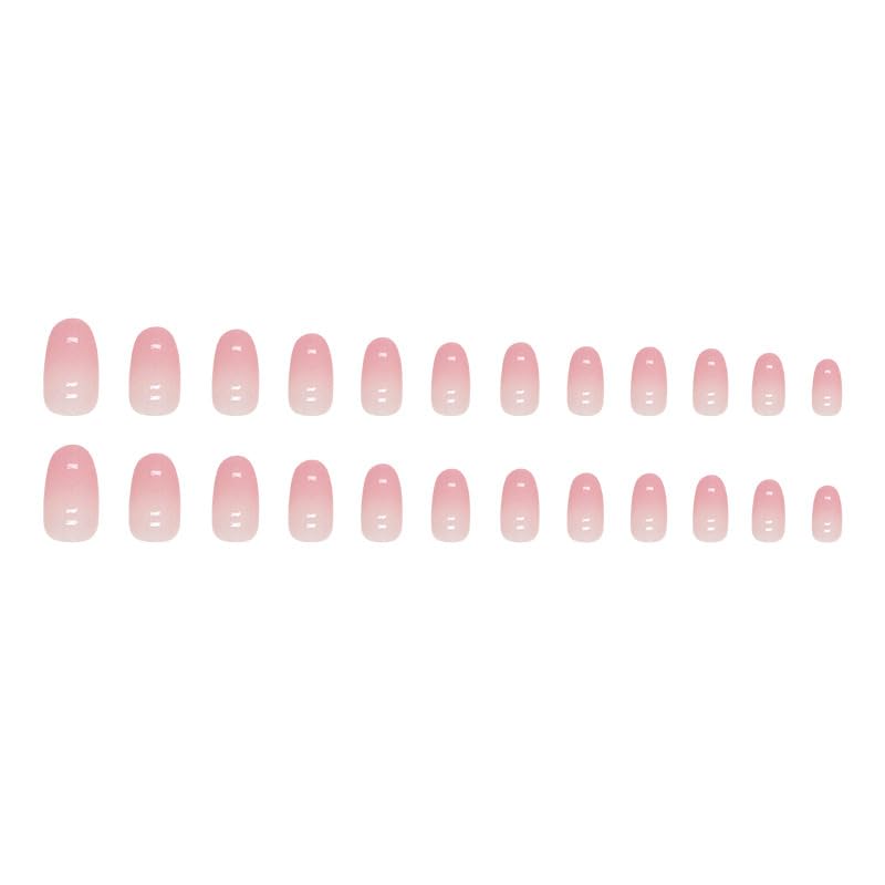 Uñas postizas cortas a presión con punta francesa, uñas postizas ovaladas, uñas postizas degradadas, uñas acrílicas brillantes degradadas, uñas