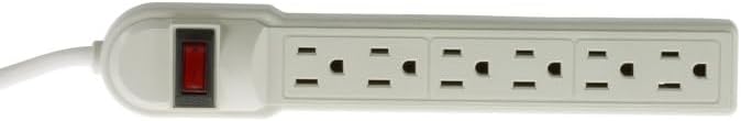 Regleta protectora contra sobretensiones con (6) salidas de 15 A y cable de 3 pies
