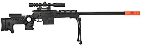 Rifle de francotirador accionado por resorte de 210 FPS con alcance simulado, punto rojo y bípode