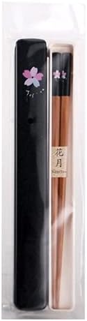 Hinomaru Collection Palillos de viaje personales con diseño de flor de cerezo Sakura japonesa en hermosa funda deslizante con tapa deslizante,