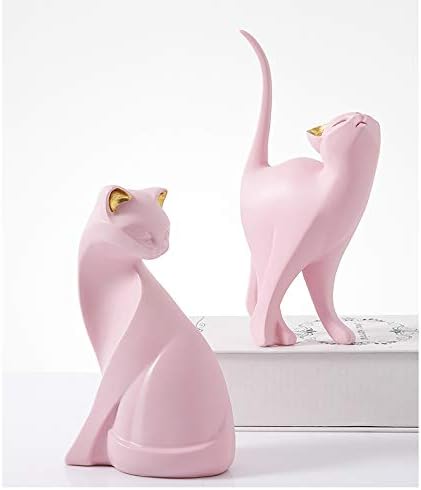 WhaleCreation – Figura de gato rosa, estilo moderno, decoración del hogar, juguete de regalo