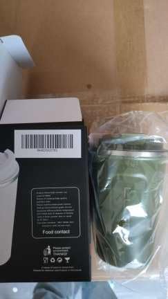 Lugon Taza de café de acero inoxidable de doble pared aislada al vacío de 12 onzas con tapa a prueba de derrames, taza de viaje para el trabajo,