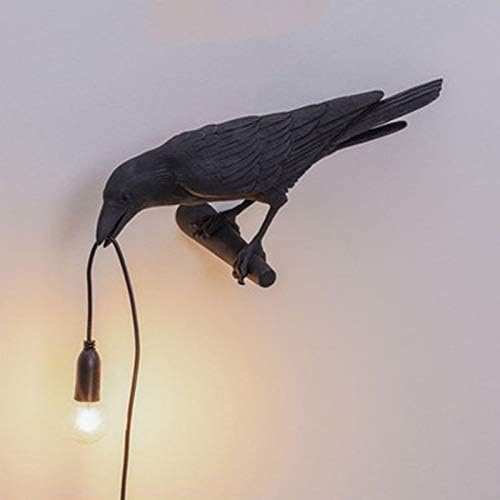Luluckly Raven Light Birds Lámparas de mesa Dormitorio Resina Cuervo Lámpara de Escritorio Lámpara de Mesilla Luz de Pared Aplique Negro A