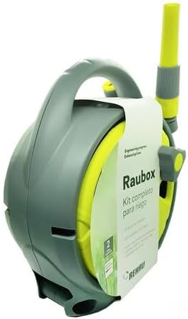 REHAU Raubox – Manguera de jardín y carrete de 32 pies y 34 pulgadas con conector de manguera de EE. UU., manguera de jardín de conexión rápida con