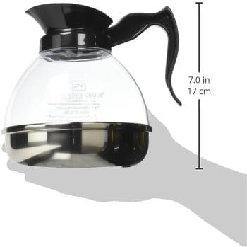 Decantador de café de grado comercial, cuerpo de policarbonato con base de acero inoxidable, mango de plástico negro, jarra de café fácil de verter,