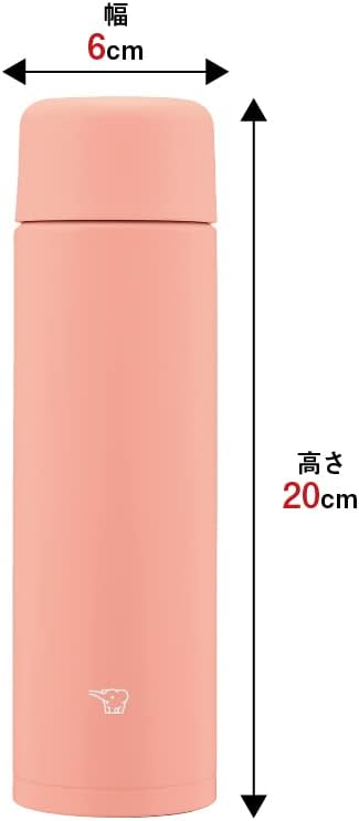 Zojirushi SM-MA35-PM Water Bottle, Seamless Stopper, Small Capacity, 11.8 fl oz (350 ml), Screw, Stainless Steel Mug, Dahlia Pink, Integrated Washer