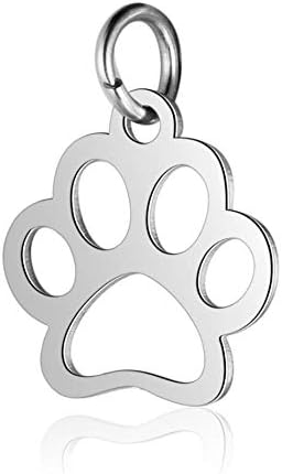 10 colgantes de acero inoxidable con diseño de huella de perro, diseño de huella de animales, para hacer joyas