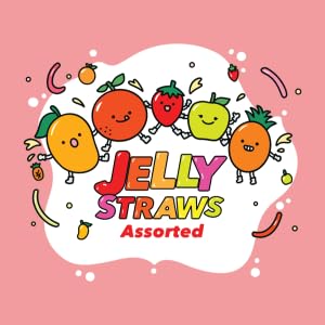60 pajitas de gelatina de frutas, tiras rellenas de gelatina de frutas (42.3 onzas), 5 sabores surtidos de gelatina de frutas, fresa, naranja,