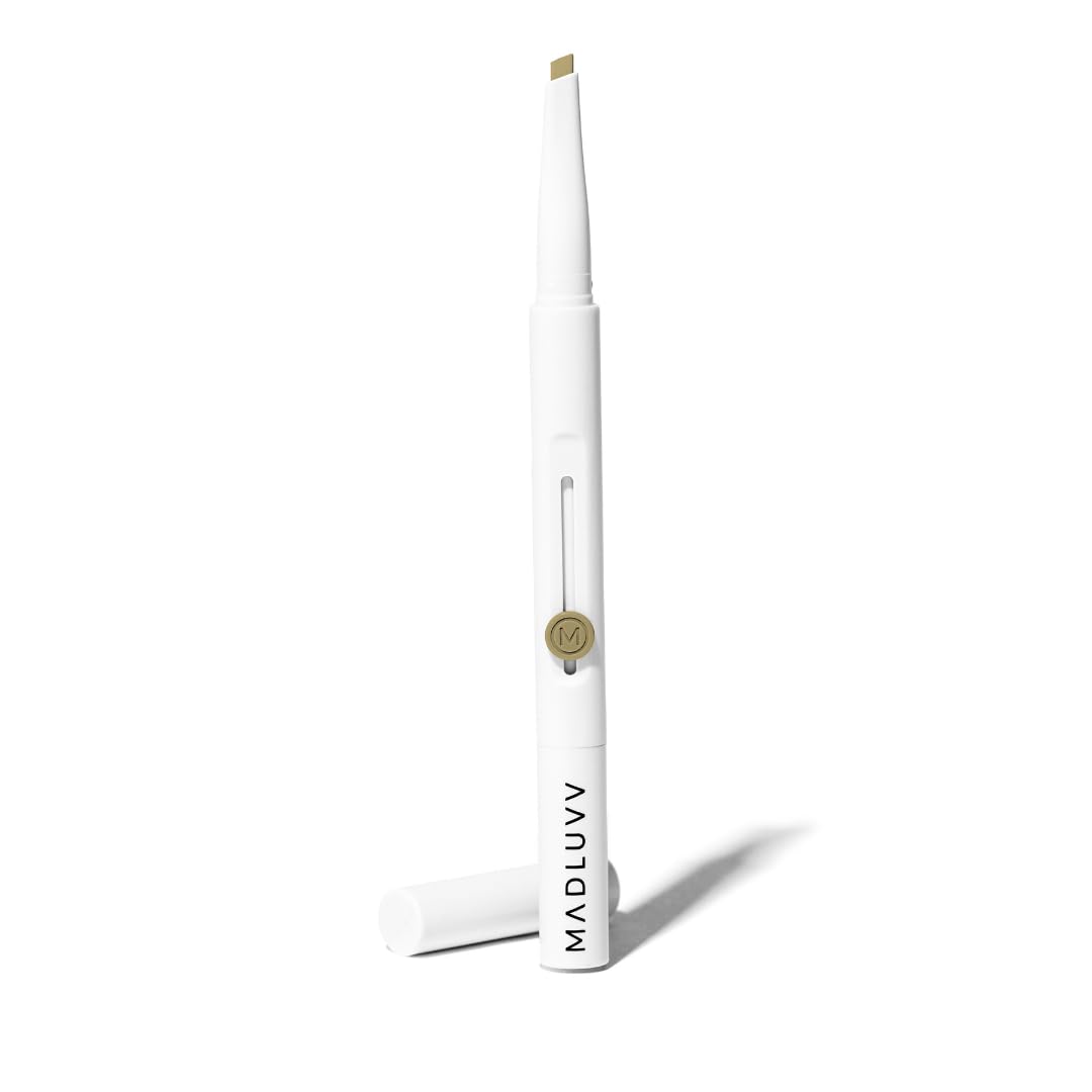 MADLUVV Exacto Lápiz de cejas para cejas impecables, de larga duración, realista con diseño de doble punta con punta de hoja retráctil para detalles