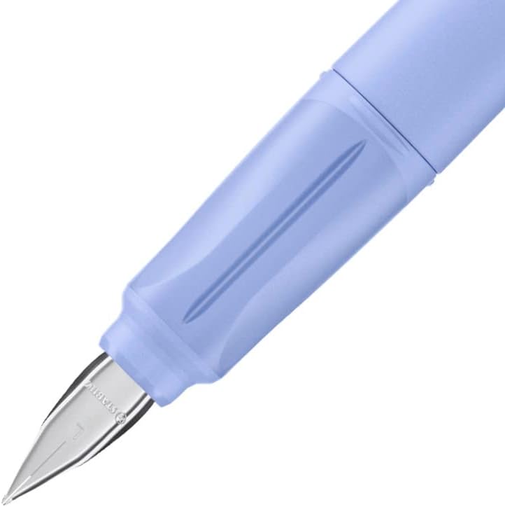 Stabilo EASYbuddy – Pluma estilográfica escolar pastel con punta zurda en azul nube, color tinta (borrable), bolígrafo individual, incluye cartucho