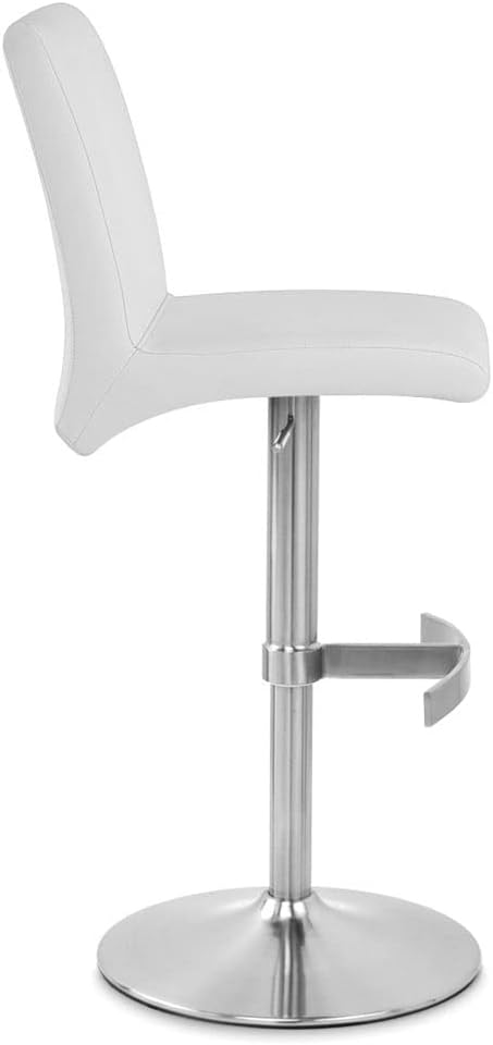 Zuri Furniture Modern Coveteur Taburete giratorio de altura ajustable en color blanco