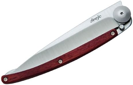 Deejo – Cuchillo de bolsillo plegable ultraligero con clip para cinturón, versión de madera de coral, 1.3 onzas, hoja fina y afilada, acero