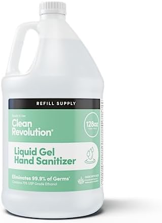 Clean Revolution Desinfectante de manos de gel líquido, recipiente de suministro de repuesto de 128 onzas líquidas  Elimina el 99.9% de los gérmenes