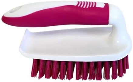 Dependable Industries Inc. Essentials Cepillo de limpieza cómodo con agarre de goma y cerdas rígidas flexibles resistentes para baño, ducha,