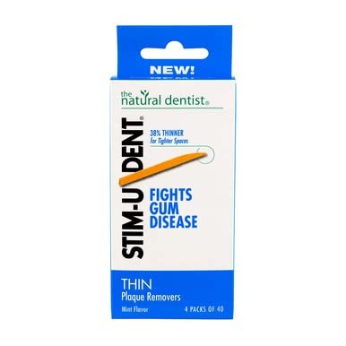 The Natural Dentist Stim-U-Dent – Removedores de placa, fino, sabor a menta, 160 unidades