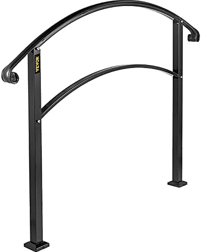 Happybuy Pasamanos para escalones al aire libre, barandilla de escalera para exteriores de 1 o 5 escalones, pasamanos de hierro forjado negro,