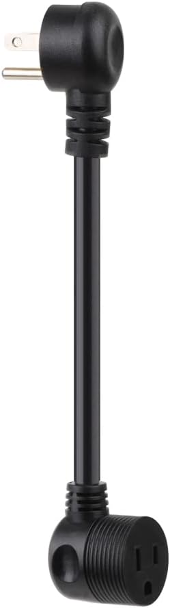 Cable de extensión Nema 5-15P en ángulo recto de 3 puntas, ángulo 3P macho a ángulo 5-15R hembra Cable de alimentación de extensión SJTW 14AWG 1FT,