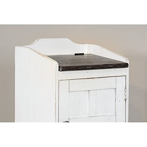Pemberly Row Caja de basura de madera de granja de 16 pulgadas en blancomarrón oscuro