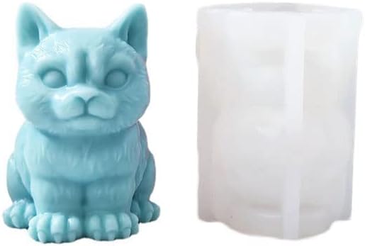 Xidmold Molde de vela de gato 3D, molde de fundición de resina de silicona para gatos, molde de silicona para chocolate, fondant, jabón, vela, bomba
