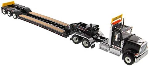 para tractor internacional HX520 Tandem Day Cab con remolque XL 120 Lowboy en negro 150 DIECAST modelo acabado camión