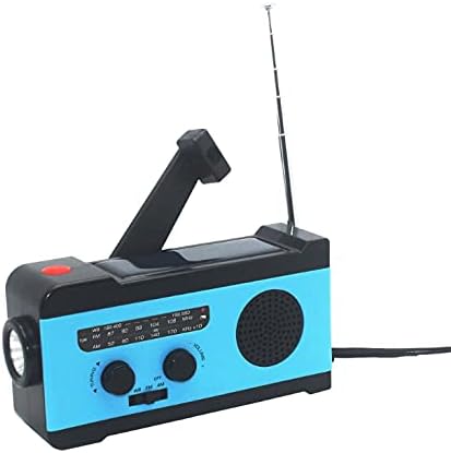 NOAA – Radio meteorológica portátil de emergencia con manivela, 3 linternas LED, sensor de movimiento, lámpara de lectura, alarma SOS, batería