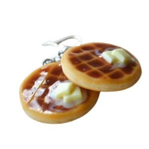 Buttery Waffle Mini Food Dangle Earrings Buttery Waffle Mini Food Dangle Earrings