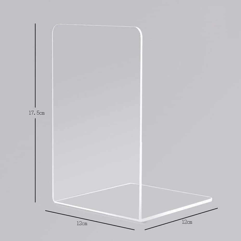 1 sujetalibros de acrílico resistente con extremo de libro en forma de L, organizador de escritorio para libros, películas y CD (transparente, 4.72