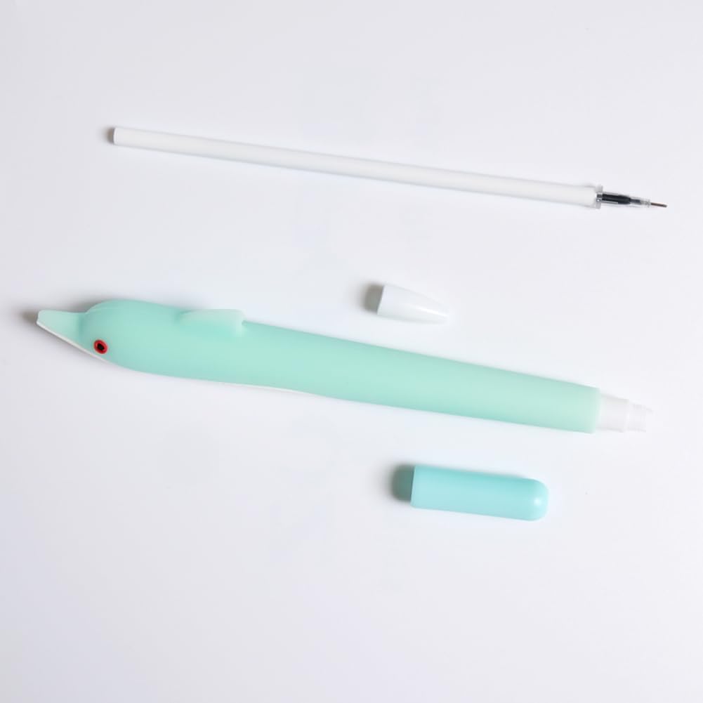 Cooapen Bolígrafos de tinta de gel en forma de delfín suave con forma de delfín, bolígrafos Kawaii de papelería para la escuela, oficina,