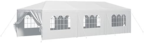Devoko Tienda de campaña para exteriores de 10 x 30 pies, toldo resistente, para eventos, bodas, fiestas, patio trasero, color blanco