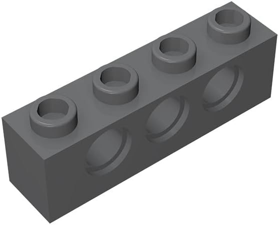 Ladrillo de construcción clásico a granel de 1 x 4 con agujeros, 50 piezas gris oscuro negro de construcción de 1 x 4 con agujeros, compatible con