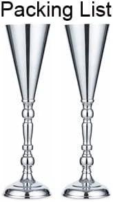 Inweder Jarrón plateado, decoración de mesa de centro de mesa, paquete de 2 soportes de metal para flores, decoraciones de boda para recepción,